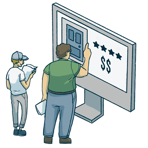 Illustration of TimberTown pro showing customer door options