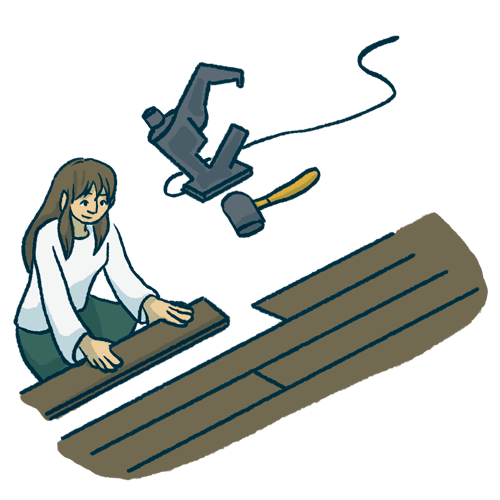 Illustration of homeowners installing wood flooring