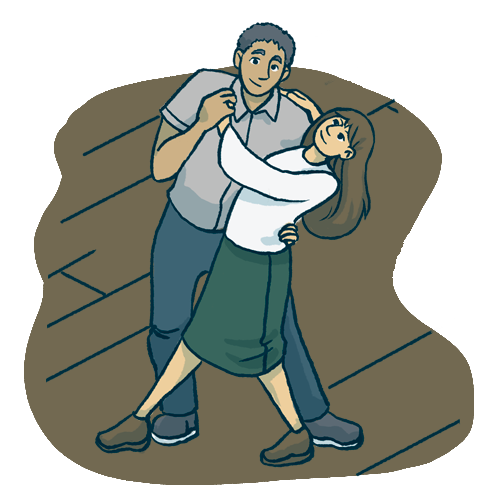 Illustration of homeowners dancing on new wood floors