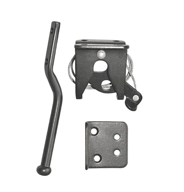 Spring-Loaded Latch and Catch with Cable & Ring | Black Galvanized Steel